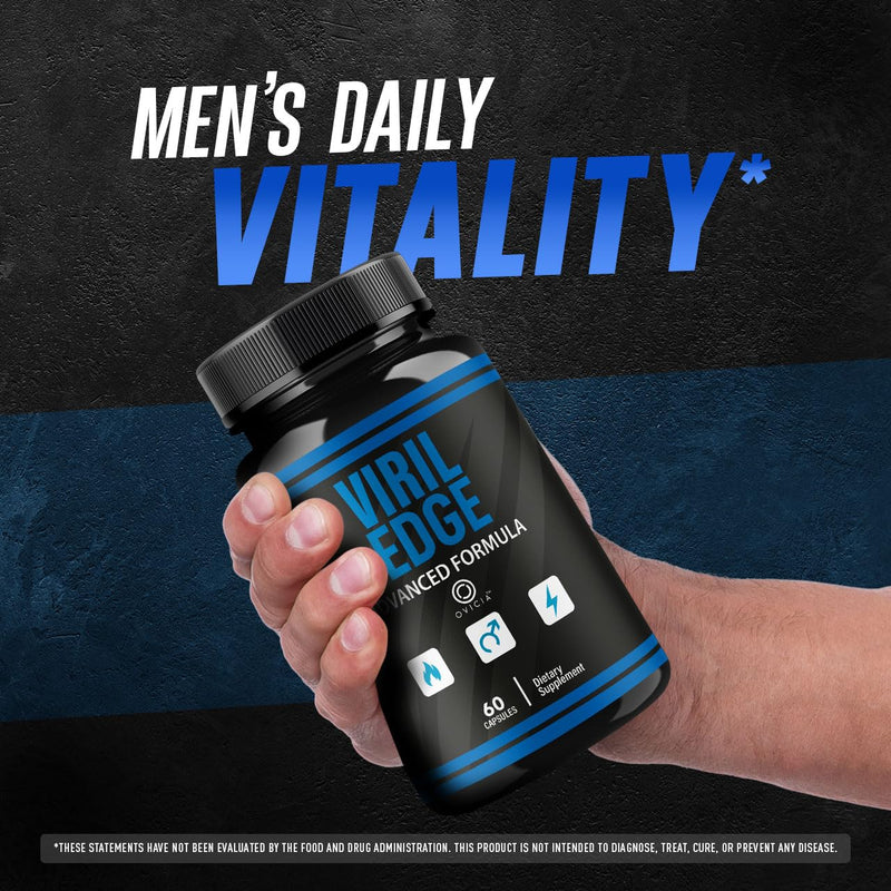 Viril Edge for Men Capsules - Official VirilEdge Pills Advanced Support for Maximum Strength, All Natural Ingredients Premium Vitamins for Overall Health & Wellness, 60 Capsules for 1 Month