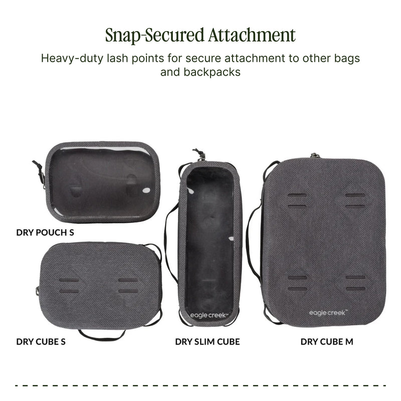 Eagle Creek Pack-It Dry Cube, Small, Graphite | Waterproof Packing Cube Travel Accessory for Protecting Items, Welded Seams, 100% Recycled Fabrics Grey