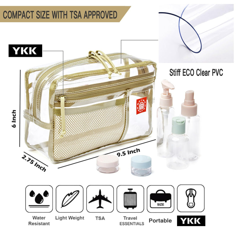 Rough Enough Clear Toiletry Bag TSA Approved Travel Makeup Bag Bundle Set