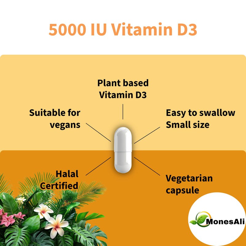 Halal Vitamin D, Vitamin D3, 2,500 IU Capsules, Supports Bone, Immune & Heart Health, Vegan, Non-GMO, Gluten Free and Halal (90 Count)