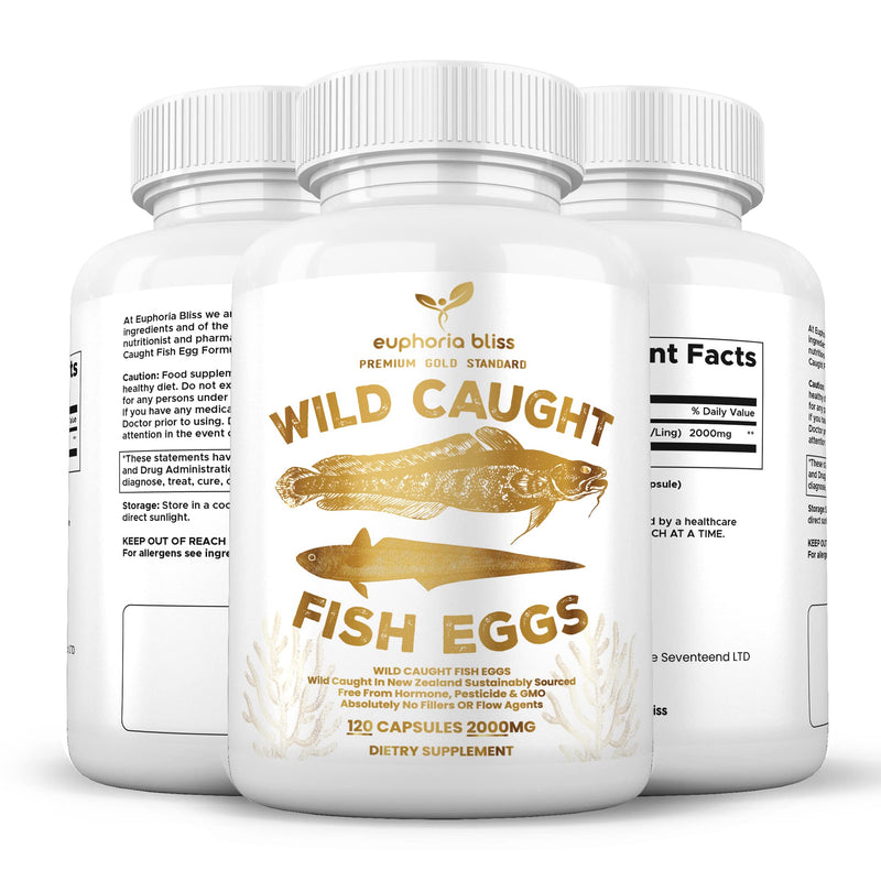 Wild Caught Fish Eggs, Omega 3 Supplement Supports Brain, Heart, Fertility and Inflammatory Health, Whole Food Source of Vitamin D, K2, and A, Non-GMO, 120 Capsules 120 count (Pack of 1)
