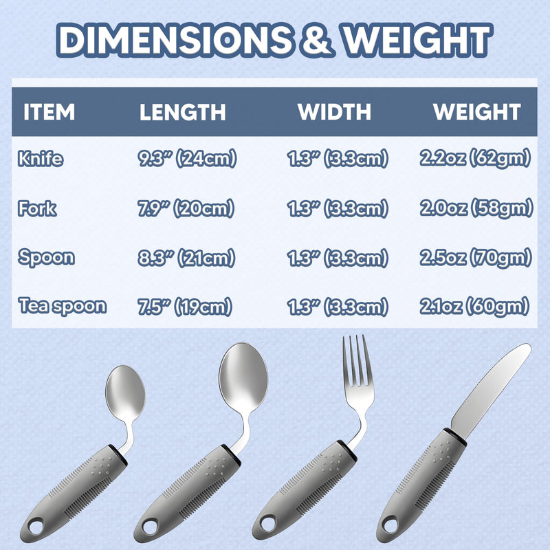 4 pcs Disabled Cutlery for Adults Easy Grip Cutlery for Disabled Eating Aids for Adults Arthritic Hands Comfort Grips Great for The Elderly Tremors and Trembling Hands Right Handed