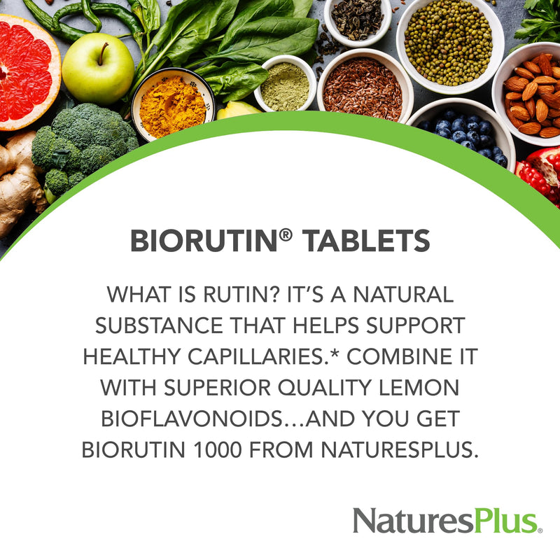 NaturesPlus Biorutin 1000 mg - 60 Tablets - Bioflavonoid & Rutin Complex - Vegetarian, Gluten Free - 60 Servings 60 Tablets (Pack of 1)