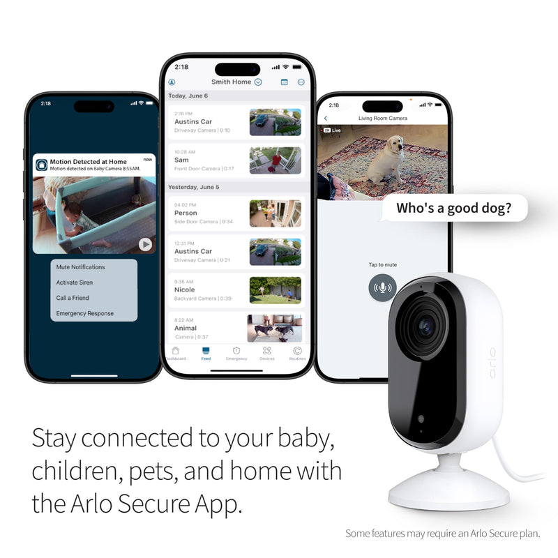 [Australia] - Arlo Essential Security Camera 2K | Indoor Only| 2nd Gen | Baby Monitor & Pet Camera | Wired Automated Privacy Shield, 2-Way Audio, Night Vision, Live Stream, Motion Alerts & Notifications White,1 Cam 2K Indoor 2nd Gen 1 Camera 
