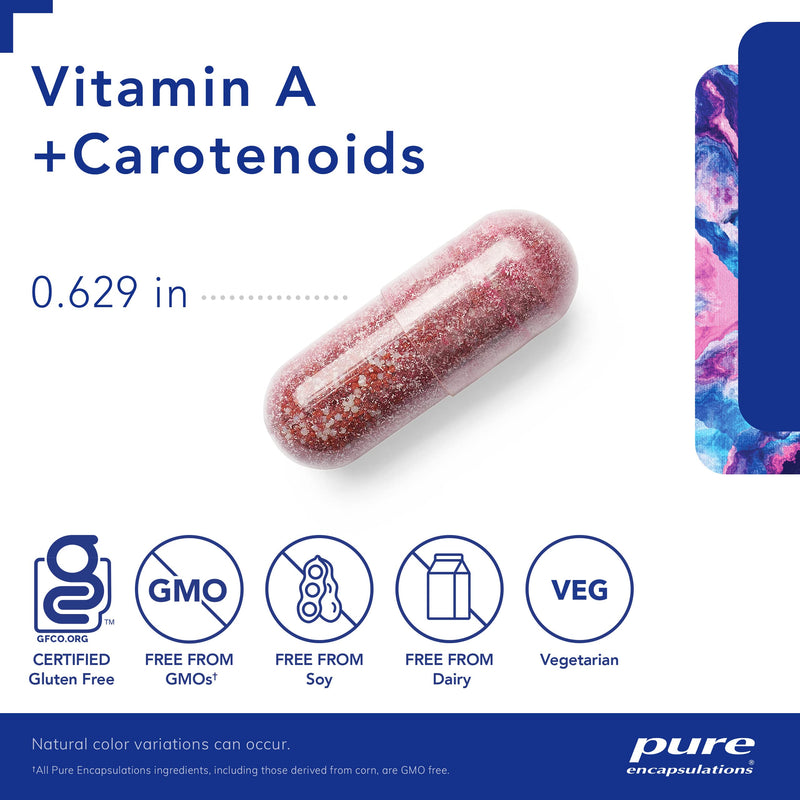 [Australia] - Pure Encapsulations Vitamin A + Carotenoids (Lutein, Zeaxanthin, and Astaxanthin) | Hypoallergenic Dietary Supplement | 90 Capsules 90 Count (Pack of 1) 