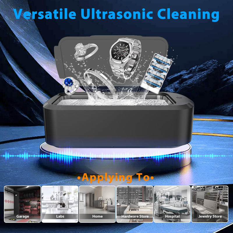[Australia] - Ultrasonic Retainer Cleaner Machine,48 kHz Ultrasonic Cleaner,600ML Portable Ultrasonic Cleaner for Braces, Mouth Guards, Aligner, Toothbrush, Eyeglasses, Jewelry(Black) 
