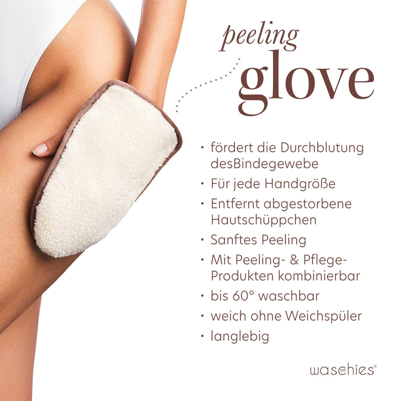 [Australia] - waschies massage gloves set of 2 - gentle, pore-deep body cleansing & peeling, all skin types, reusable, washable, skin-friendly massage with ramie peeling side, suitable for left/right-handed users 1 piece (pack of 2) 
