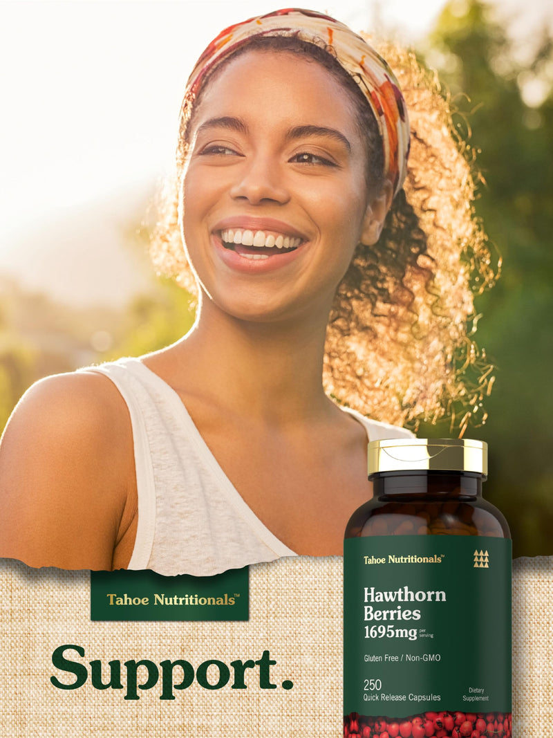[Australia] - Tahoe Nutritionals Hawthorn Berry Capsules | 1695mg per Serving | 250 Count | Extract Supplement for Women and Men | Non-GMO, Gluten Free Extract 