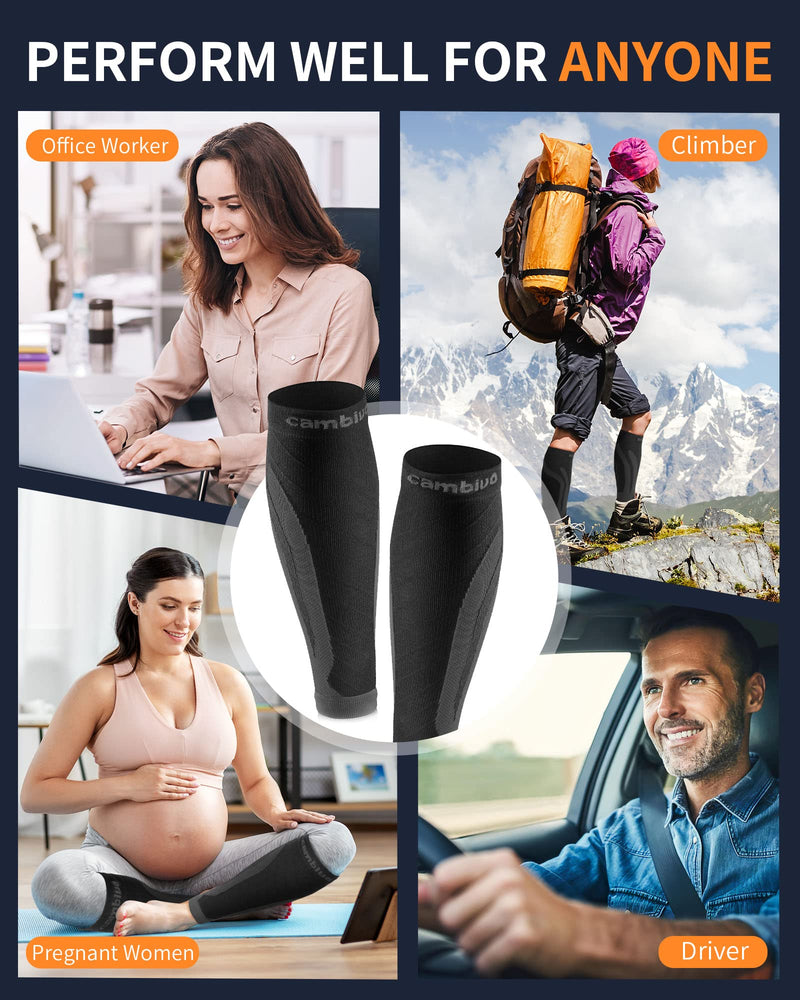 [Australia] - CAMBIVO 3 Pairs Calf Compression Sleeve for Women Men, Leg Support for Shin Splints Large-X-Large Black 