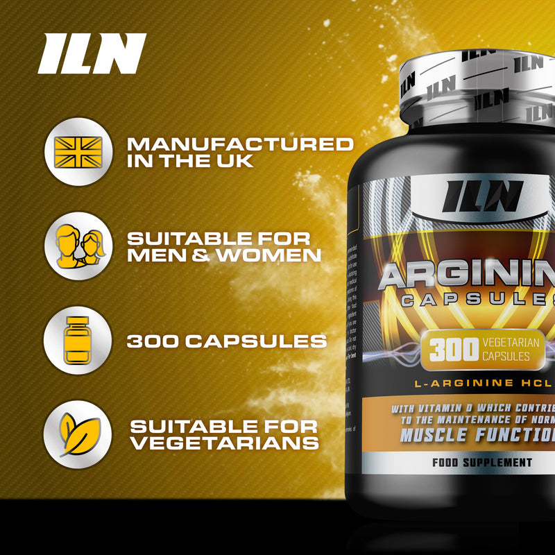 L Arginine Capsules - 2600mg L-Arginine Supplement with Added L-Glutamine, Vitamin B12 & D3 - Nitric Oxide Supplements for Men & Women - 300 Vegetarian Capsules 300 count (Pack of 1)