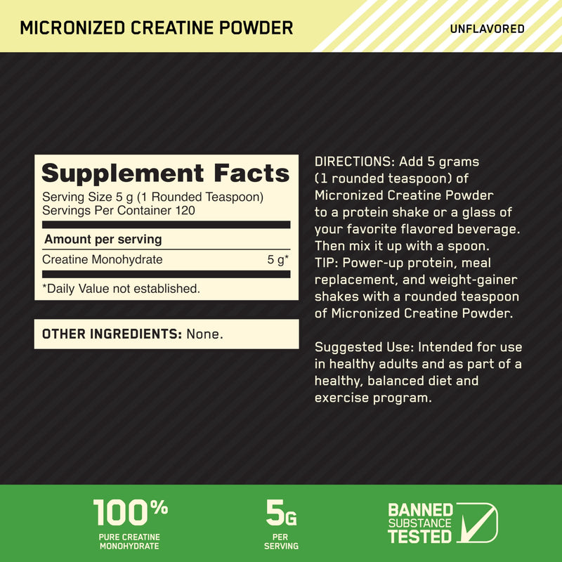 [Australia] - Optimum Nutrition Micronized Creatine Monohydrate Powder, Unflavored, Keto Friendly, 120 Servings (Packaging May Vary) 120 Servings (Pack of 1) 