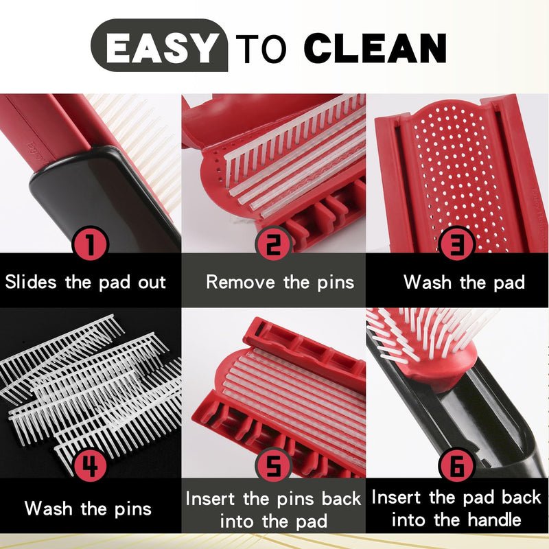 2 PCS Hair Brush for Women Men Curly Wet or Dry Hair 9 Row 5 Row Classic Styling Brushes for Natural Thick Hair, Blow Separating, Shaping Defining Detangling Curls Tools Travel Bristle Black Hairbrush Red 9 Row &5 Row
