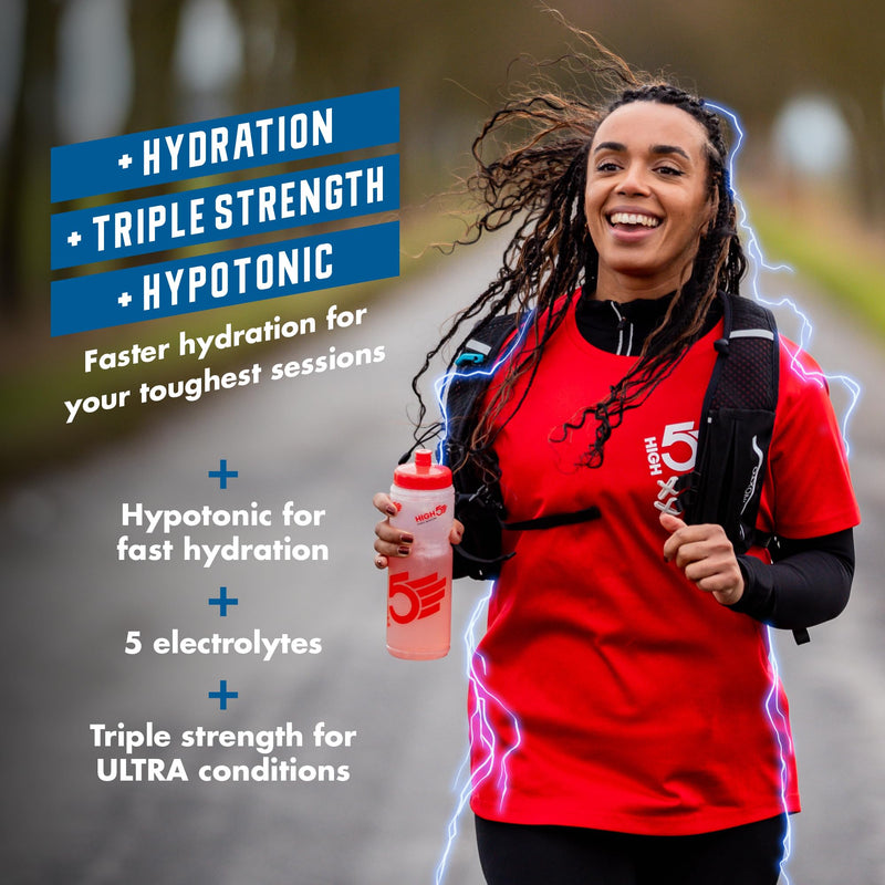HIGH5 ZERO+ Ultra Electrolytes Hydration Sachets - Triple Strength Hypotonic Sugar Free Electrolytes Powder - Fast Fluid Absorption Rehydration Sachets for Endurance (Berry Salt, 16 x 17.5g) Berry Salt