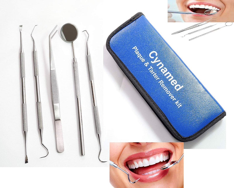 [Australia] - Dental Hygiene set of 5-Stainless Steel Tarter Scraper/Scaling Remover, Dental Toothpick, Mouth Mirror Scaler Tweezer For Calculus &Tartar Removal-Dentists Set is Ideal for Personal Use & Pet Friendly 