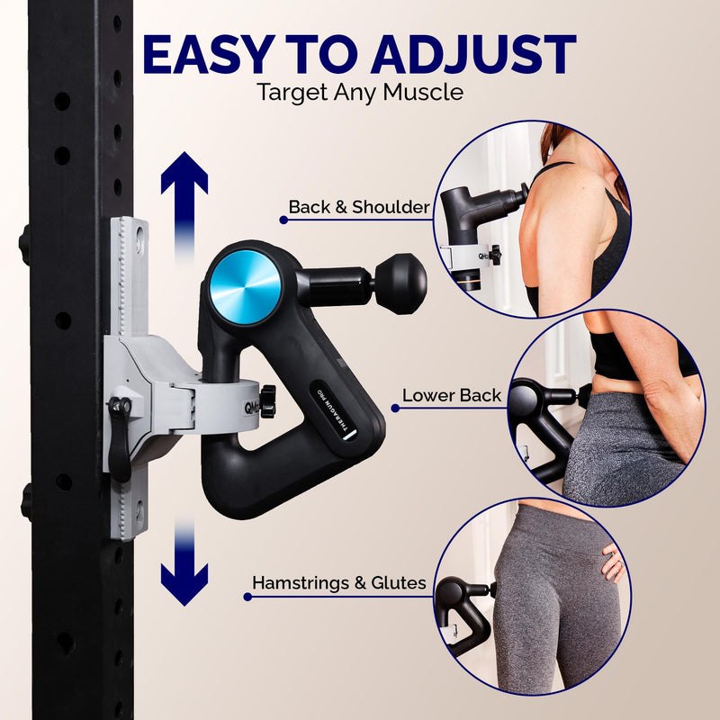 [Australia] - Massage Gun Holder - Power Rack Mounted - Fully Adjustable - Holds Firm Never Moves or Slips - Hands Free Back Massager - Rack Attachments - Massage Gun Attachments Power Rack Mount 
