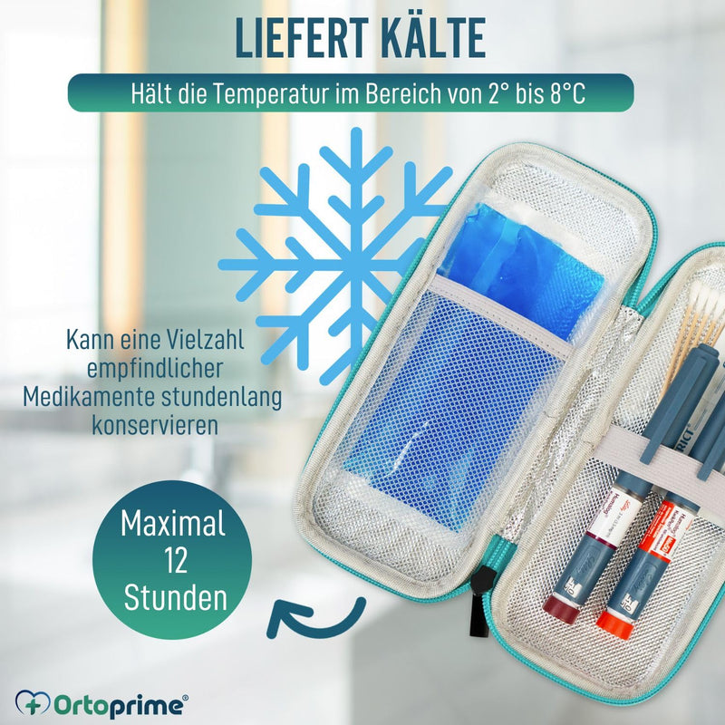[Australia] - OrtoPrime Cooler Bag for Insulin with X2 Cooling Gels - Insulated Insulin Bag for Travel - Portable Cooler Bag for Insulin for Diabetics - Insulin Bag for 12 Hours Cooling. 