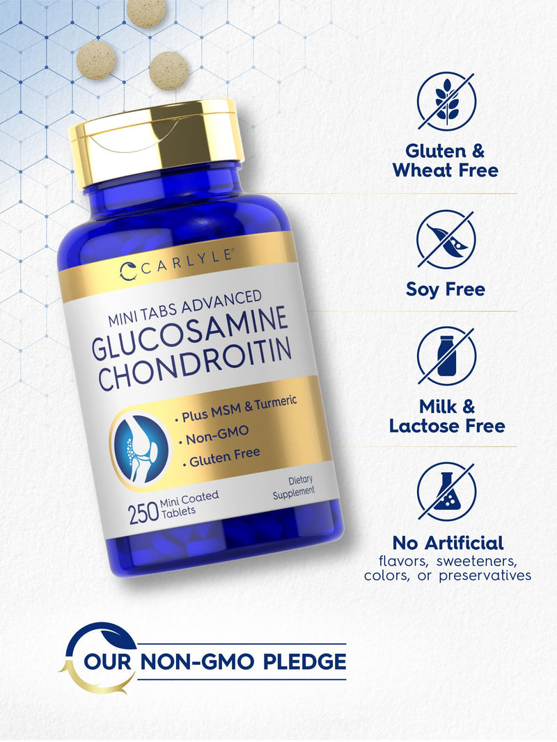 [Australia] - Carlyle Glucosamine Chondroitin MSM | 250 Mini Tablets | Advanced Formula with Turmeric | Non-GMO, Gluten Free 