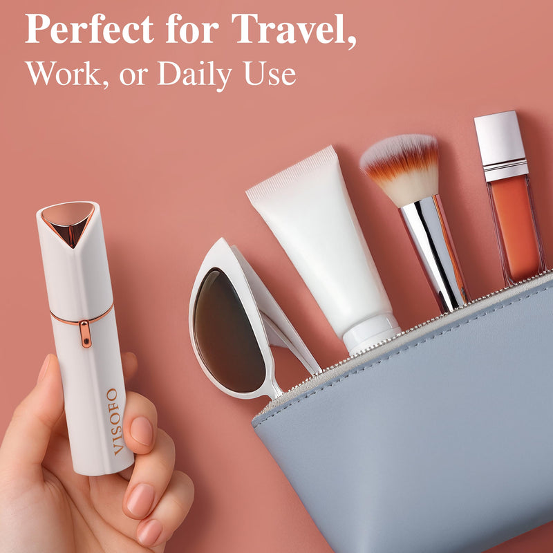 [Australia] - Facial Hair Removal for Women | Upper Lip Mustache Remover Device Face Shaver Woman Chin Peach Fuzz Electric Trimmer Dermaplane Female Razor Ladies Tweezers Lady Epilator Girls by VISOFO (White) White 