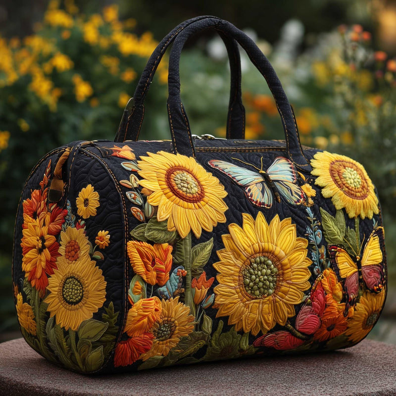 Women's Quilted Weekender Duffel Bag – Foldable Lightweight Travel Tote for Overnight Gym | 18"x9"x9", Colorful Patterns (Dragonfly) Dragonfly