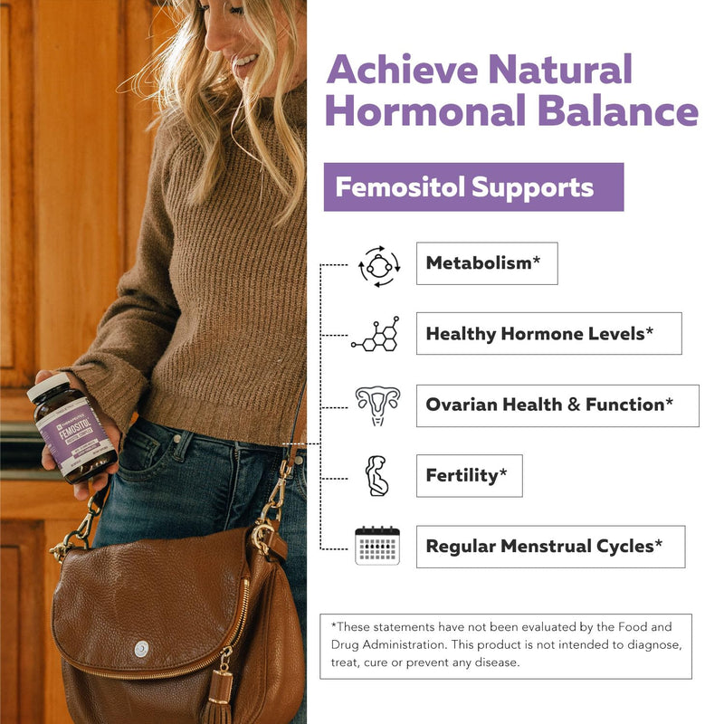 Femositol® Myo-Inositol & D-Chiro Inositol Complex Supplement - Clinically Validated 40:1 Ratio (Vitamin B8)| Hormonal Balance & Healthy Ovarian Function Support (90 Capsules – 30 Servings) 90 Count (Pack of 1)