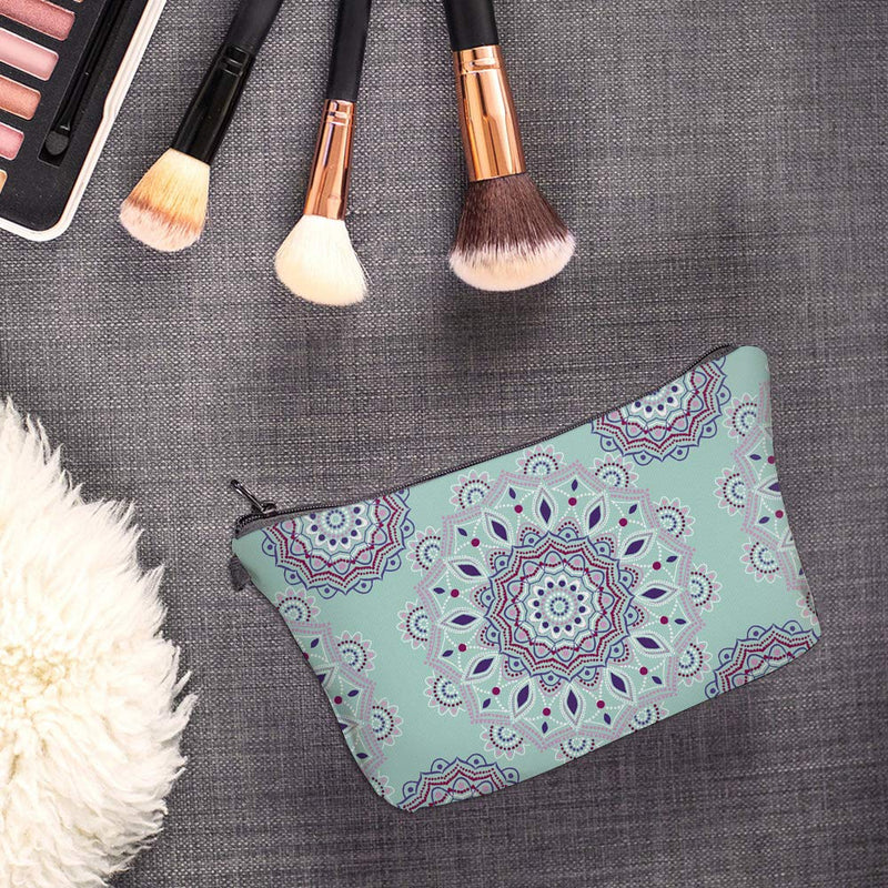 Deanfun Cosmetic Bag for Women, Stone Water-resistant Makeup Bags Lattice Printing Mini Backpack Roomy Toiletry Pouch Travel Accessories Gifts (Mandala 51456+DMNSB-310)