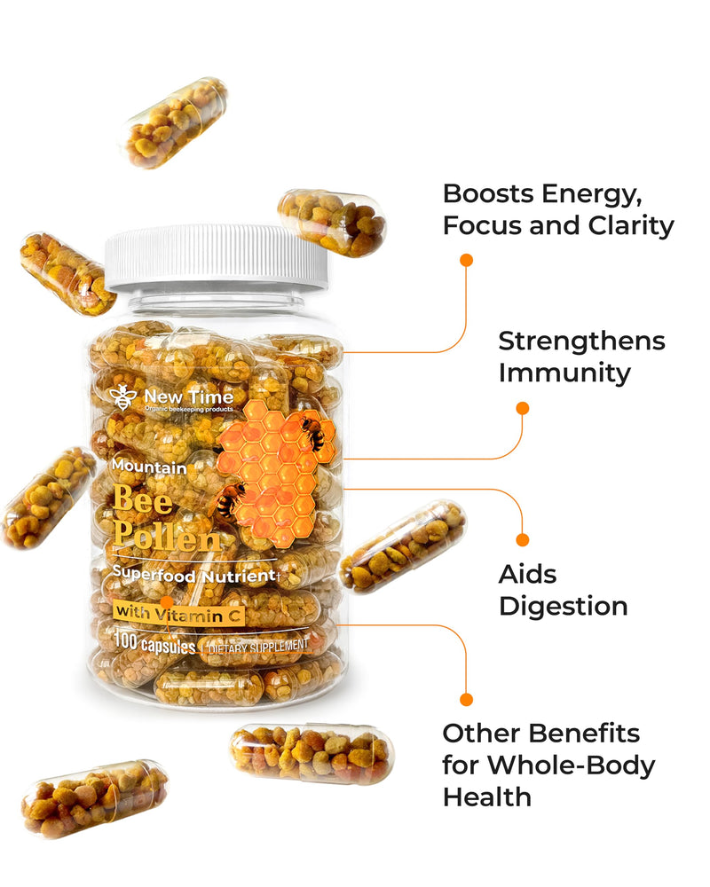 [Australia] - Bee Pollen Capsules ‚Äì Organic Supplement for Pregnancy Support, Energy, Vitality, Wellness, Rich in Vitamins, Immune & Nutrient Boost, Premium for Men & Women, 100% Pure & Natural for Breast Growth 60 Count (Pack of 1) 