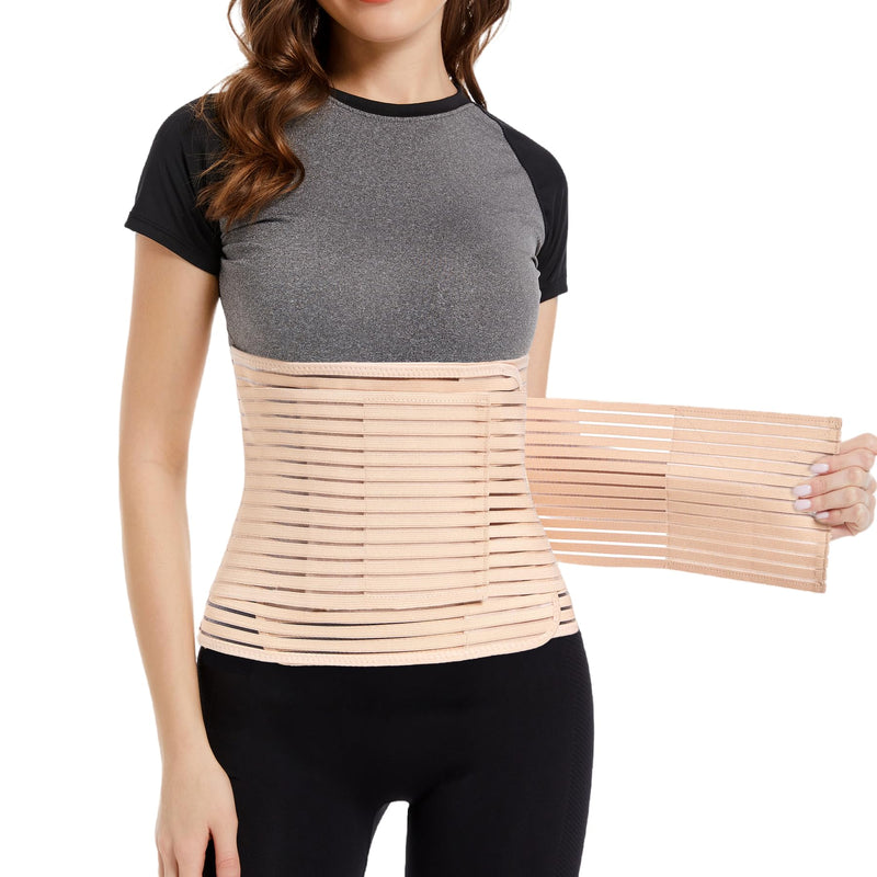 Women Abdominal Binder for Post-Surgery Recovery, Postpartum Belly Band Must-Have for Postpartum Moms - Ideal for C-Section, Hysterectomy, Liposuction, and Tummy Tuck (Beige, Large) Beige