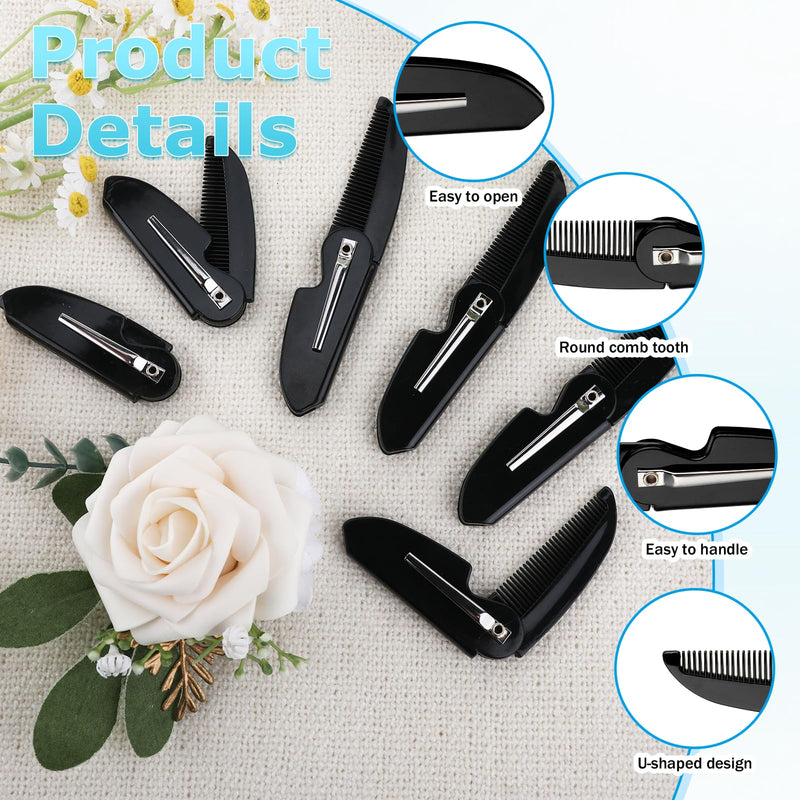 [Australia] - Pack of 6 Foldable Beard Combs for Men Pocket Comb Mustache Comb Small Mustache Comb Men's Beard Mustache Combs Portable Styling Hair Comb for Mustaches Styling Grooming 
