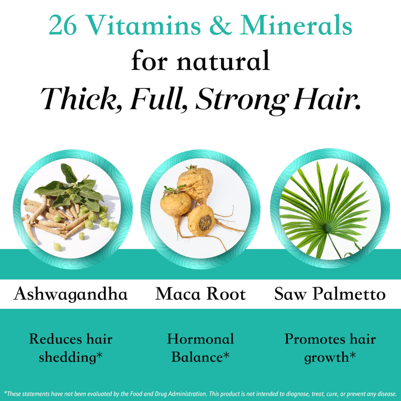 Women's Balance Hair Growth Supplements, Ages 45 and Up, Customer Proven for Visibly Thicker Hair and Scalp Coverage, Soy-Free, Made with 26 Ingredients including Beta Carotenes - 2 Month Supply 120 Count (Pack of 2)
