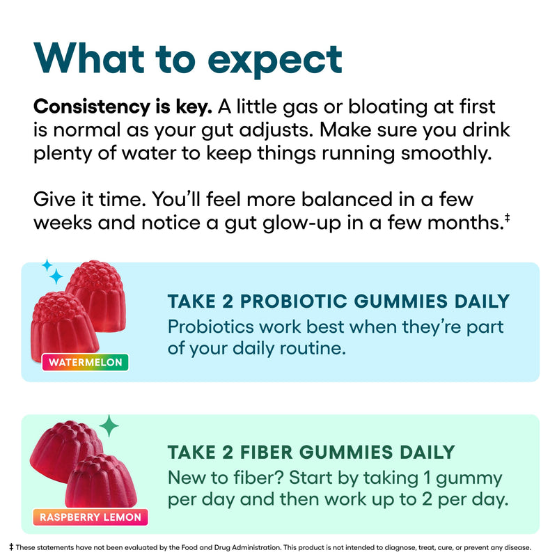 Physician's CHOICE Gut Gummy Bundle: Probiotic Gummies + Fiber Gummies - No Sugar Added & Vegan - Supports Digestive Health & Regularity for Women and Men