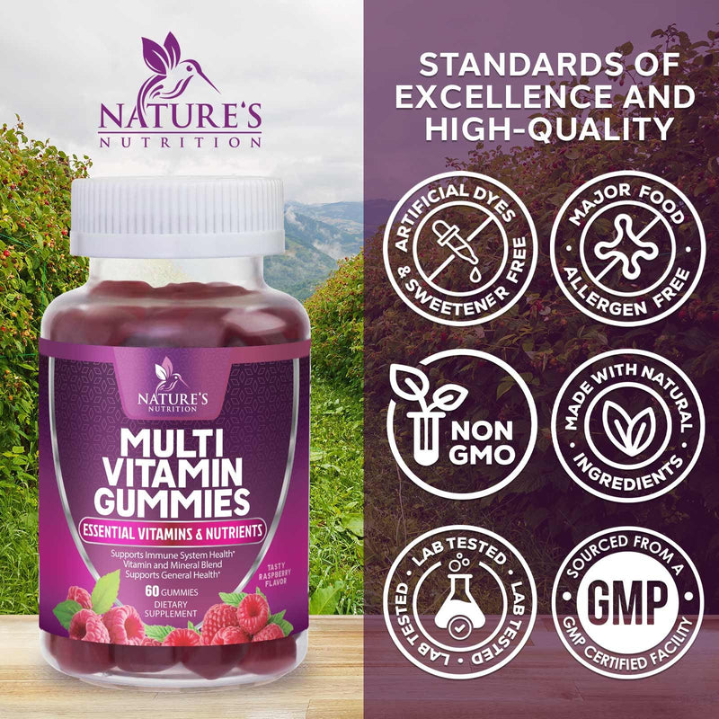 Multivitamin Gummies for Adult with Vitamins A, C, D, B12 - Gummy Multivitamins for Daily Nutritional Support with Vitamins & Minerals for Women & Men, Nature's Multi VIT Vitamin - 60 Gummies 60 Count (Pack of 1)