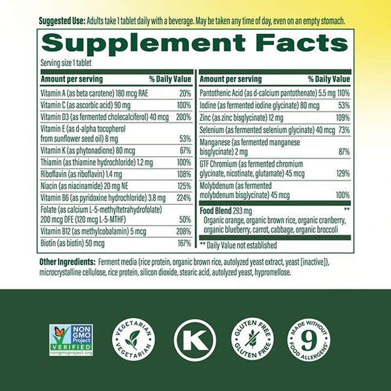 MegaFood One Daily Multivitamin for Men 55+ with 19 Nutrients, 120 Tablets | Supports Healthy Aging with Vitamin C, A, E, Cellular Energy Support with B Vitamins, D3 & Zinc, Vegetarian, 120 Servings Unflavored 120 Count (Pack of 1)