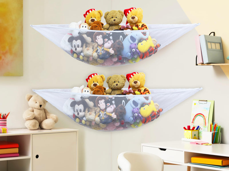 [Australia] - Simple Houseware 2 PK - Stuffed Animals Jumbo Toy Storage Hammock, White 