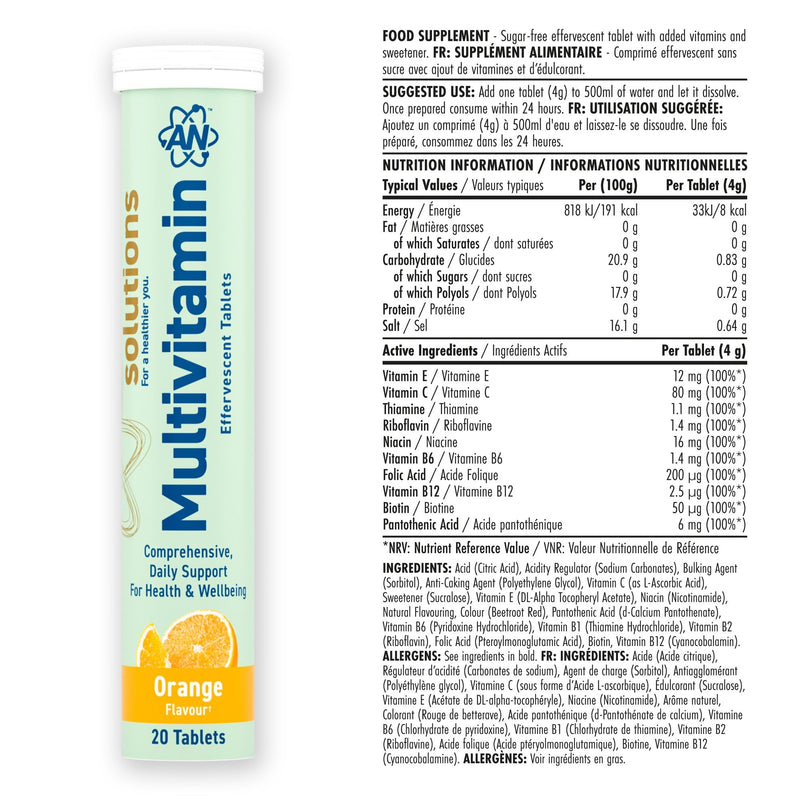 Applied Nutrition Solutions Multivitamin Effervescent Tablets – Essential Vitamins & Minerals per Serving – 120 Effervescent Tablets, Zero Sugar, Supports Daily Energy & Immune Function – (Orange) Orange 120 count (Pack of 1)