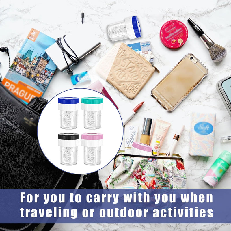 [Australia] - Pack of 4 contact lens containers, contact lens storage, manual contact lens cleaner, contact lens container washing system, for daily use at home travel 