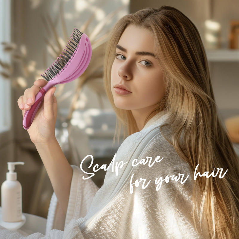 [Australia] - NuWay 4HAIR DoubleC PRO U.S. Patented Double Curved Detangling Brush is Hair Dryer Safe (Red Violet) Red Violet 