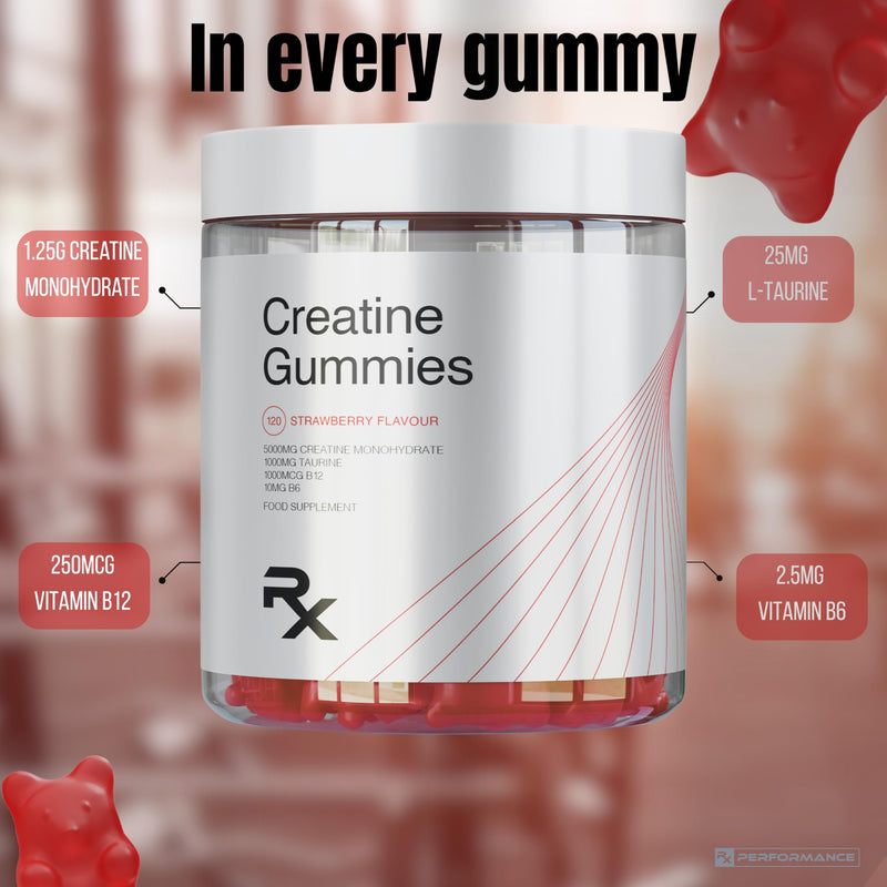 Creatine Gummies 5000mg – Chewable Creatine Supplement 1 Month Supply for Men and Women. Plus B12, B6 & Taurine. 120 Sugar Free & Vegan Creatine Monohydrate Gummies (120 Count, Strawberry) 120 count (Pack of 1)