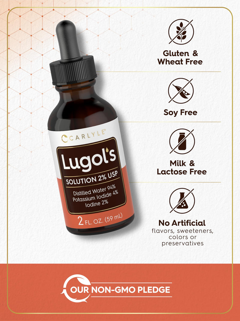 Carlyle Lugols Iodine 2 Percent 2 fl oz Twin Pack | Potassium Iodide and Iodine Solution 2% Liquid Drops 2 Fl Oz (Pack of 2)