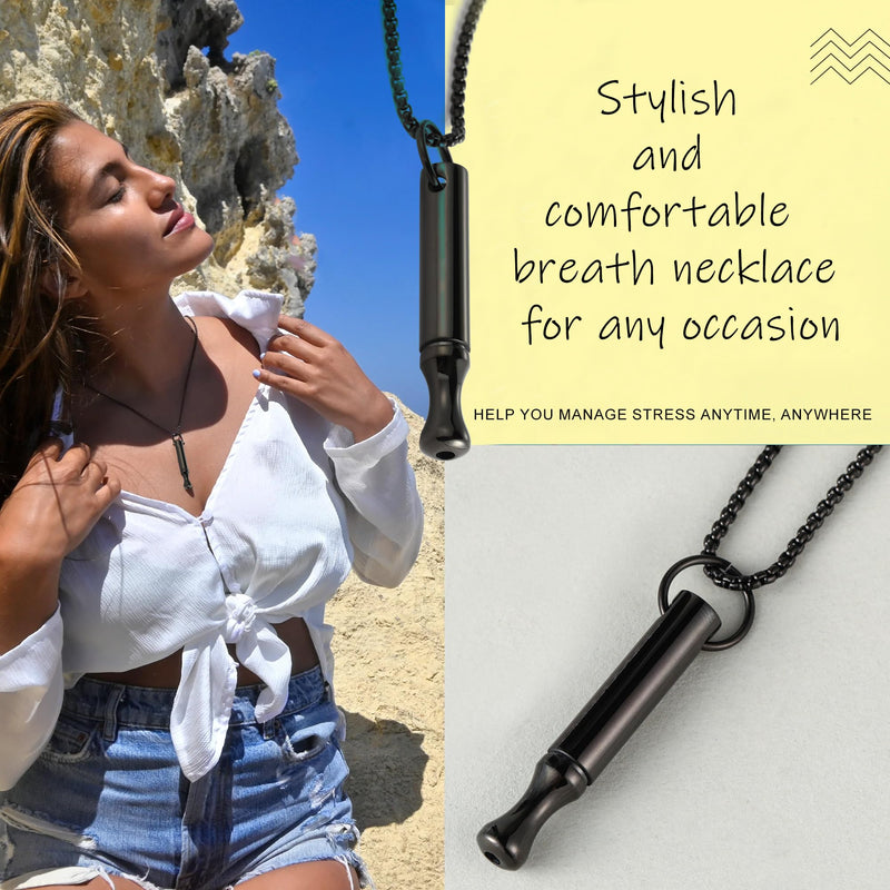 [Australia] - Breathing Necklace for Anxiety Relief Quit Smoking Tools Breathe Easy Necklace Stop Smoking Aids Breathlace Necklace Fum Vaporless Inhaler Breathless Anxiety Necklace for Women/Men Style3 Black 