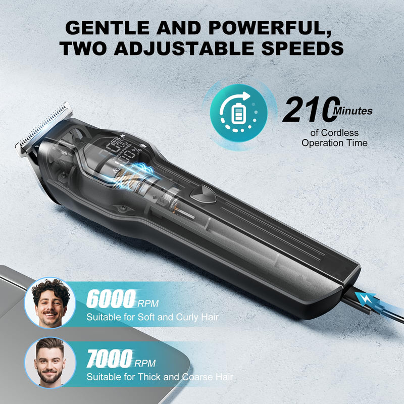 [Australia] - Beard Trimmer for Men - 14 Piece Professional Mens Grooming Kits, Multi Beard Kit for Beard face Nose Ear Hair Trimmer Hair Clippers IPX7 Wet & Dry Use 210 Mins Mustache Trimmers Men Gifts (Black) Black 