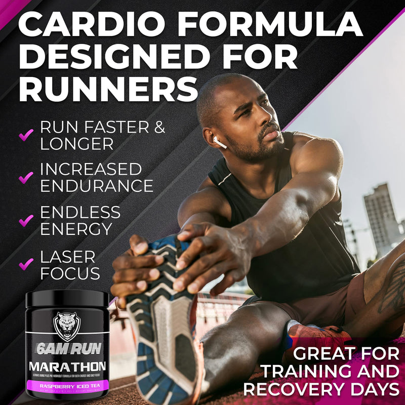 [Australia] - 6AM Run Marathon - Pre Workout Powder for Distance Running & Essential Amino Energy - No Jitters, High Energy for Cardio & Stamina Formula - All Natural, Keto, Vegan (Raspberry Iced Tea, Full Bottle) Raspberry Iced Tea 12.7 Ounce (Pack of 1) 
