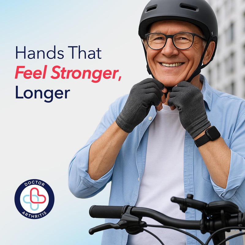 Doctor Developed Arthritis Gloves For Women & Men - Compression Fingerless Gloves - Compression Gloves For Pain Relief, Arthritic Joint Relief & Carpal Tunnel With Dr Handbook, 2 Pairs (M) Medium Gray - 2 Pack