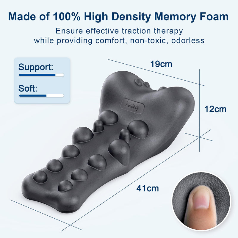 [Australia] - Neck and Shoulder Relaxer with Upper Back Massage Point, Cervical Traction Device Neck Stretcher for TMJ Pain Relief and Cervical Spine Alignment Chiropractic Pillow (Grey) Charcoal Gray 