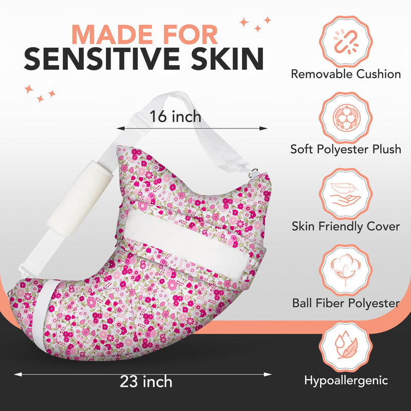 [Australia] - Shoulder Pillow for Pain Relief, Shoulder Surgery Pillow for Sleeping, Rotator Cuff Pillows, Rotator Cuff Surgery Must Haves, Post Shoulders Surgery Must Haves, Shoulders Support, Arm Support Pillows Pink Flowers 