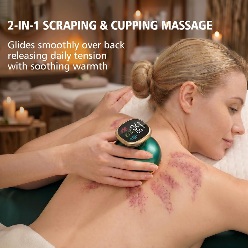 Electric Cupping Massager, 9-Level Suction & Heat for Back | Deep tissue massage; soothing muscle; body sculpting; gua sha scraping; compact for home & travel