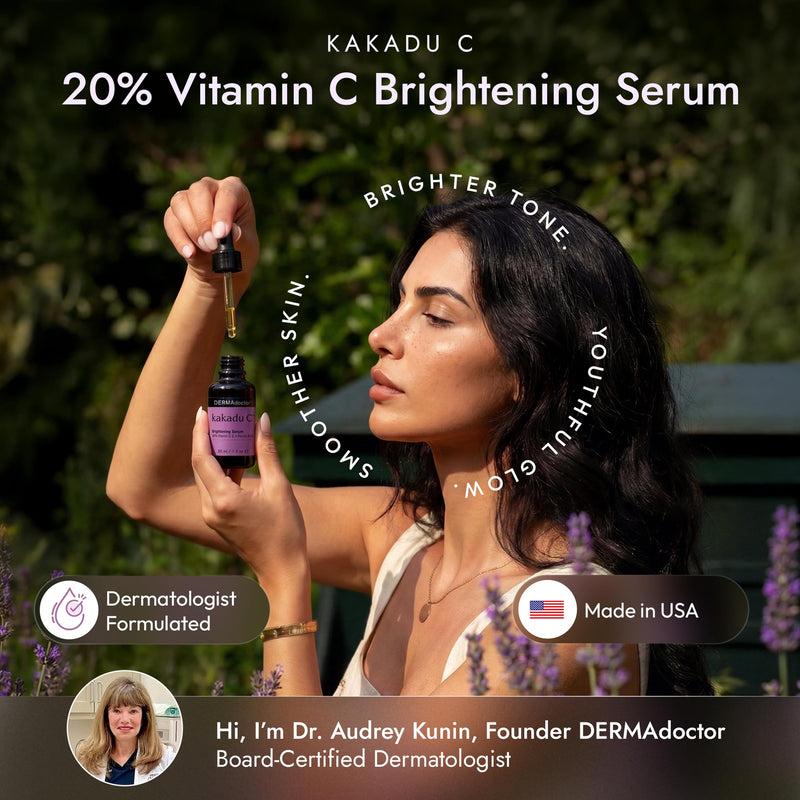 DERMAdoctor Kakadu C 20% Vitamin C Serum for Face, Ferulic Acid, 1 fl oz | Tocopherol + plum antioxidants • Anti aging • Brightens the look of discoloration • Hydrating • Dermatologist formulated Vitamin C - Brightening