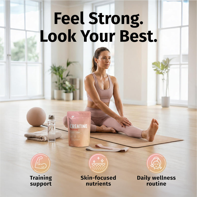 Nature's Finest by Nutrisslim Beauty Creatine Powder for Women, Creatine, Collagen & Biotin, Peach Flavour, 300 g, 30 Servings, Food Supplement 300 g (Peach Flavoured) with Collagen, Biotin