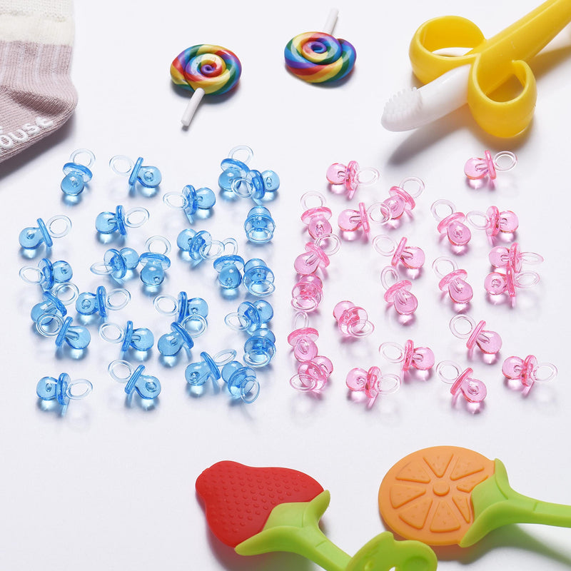 [Australia] - 150 Mini Acrylic Pacifiers for Baby Shower Game, 0.86 Inch Bulk Chupones Para Gender Reveal Party Favors Table Decoration (Pink) Pink 