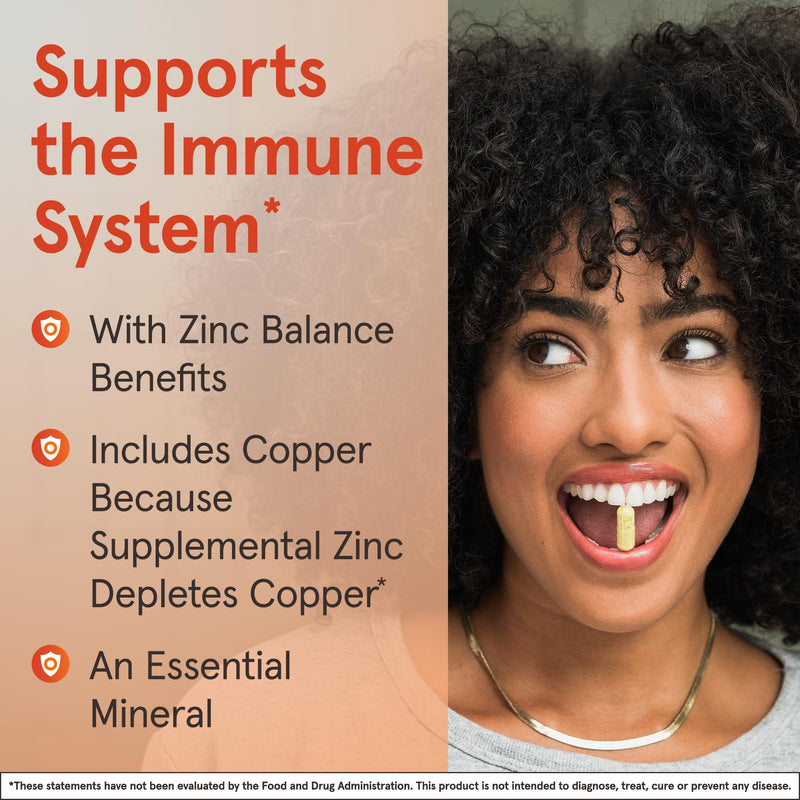 [Australia] - Jarrow Formulas Zinc Balance 15 mg - 100 Servings (Veggie Caps) - Includes Copper - Essential Mineral for Immune System Support - Immune Support Supplement - Gluten Free Zinc Copper Supplement - Vegan 