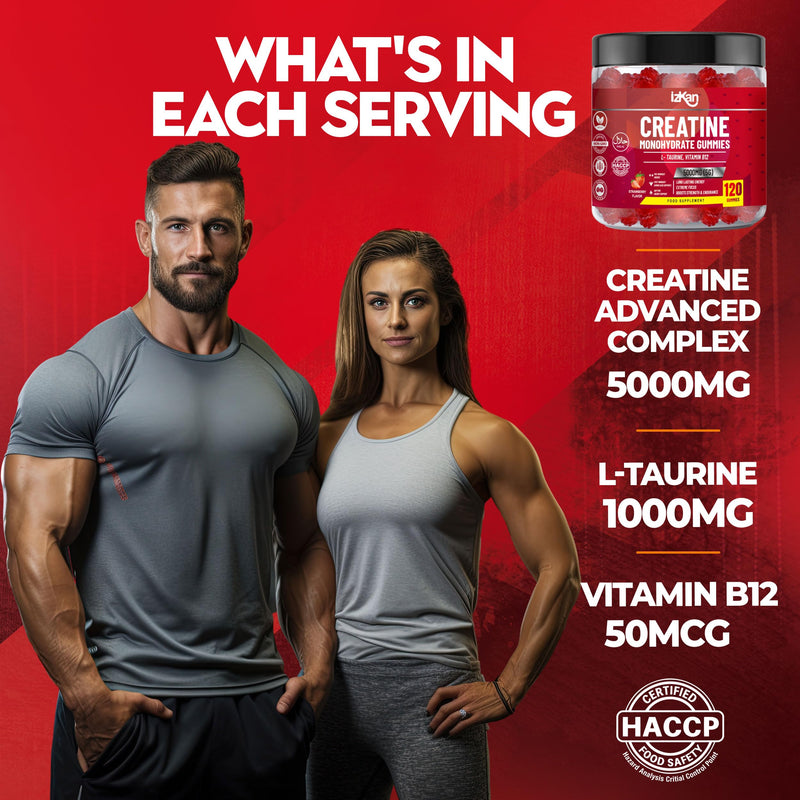 Creatine Gummies 5000mg (5G) for Men & Women - 120 Chewable Creatine Monohydrate Gummies Strawberry Flavoured | Pre Workout Gym Supplement| Muscle Boost| 4 Per Day - Vegan & Halal (1X) 1x 120 count (Pack of 1)